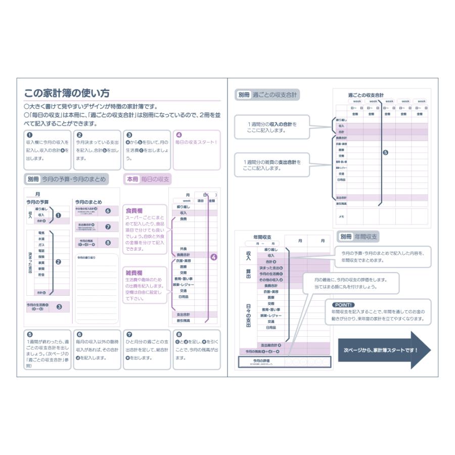 大きく書ける家計簿 A5 ピンク J2158 ダイゴー お小遣い帳 お金管理