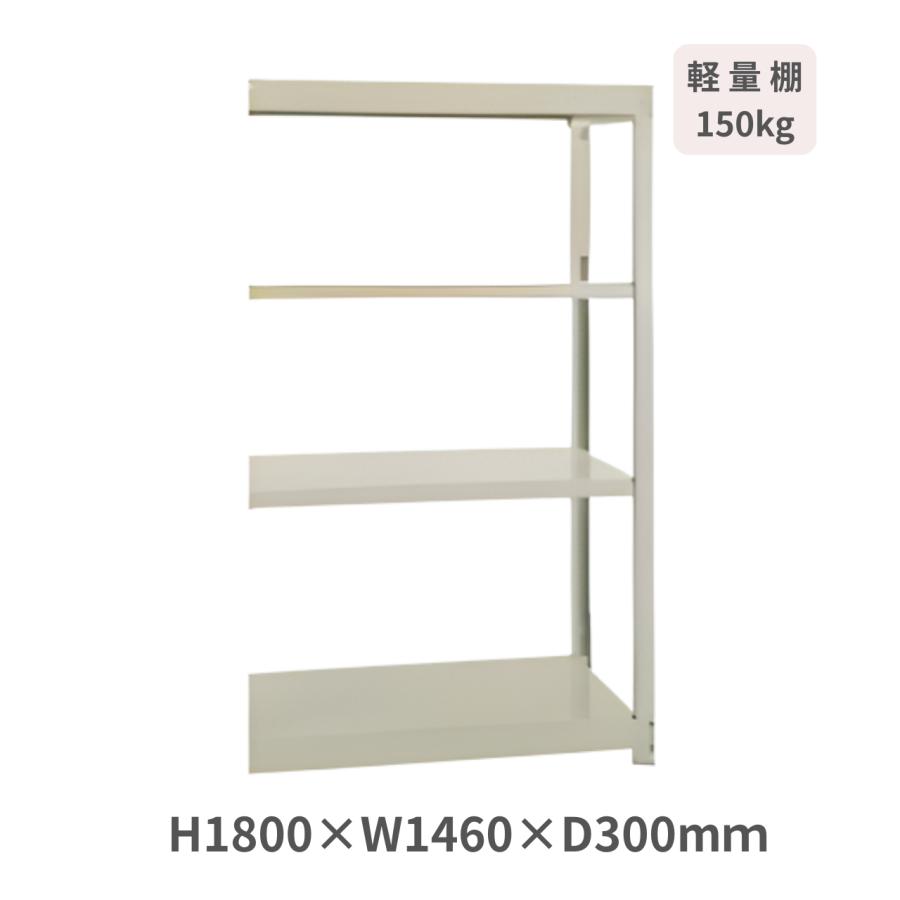 スチールラック ボルトレスラックYM150 W1460×D300×H1800mm 天地4段