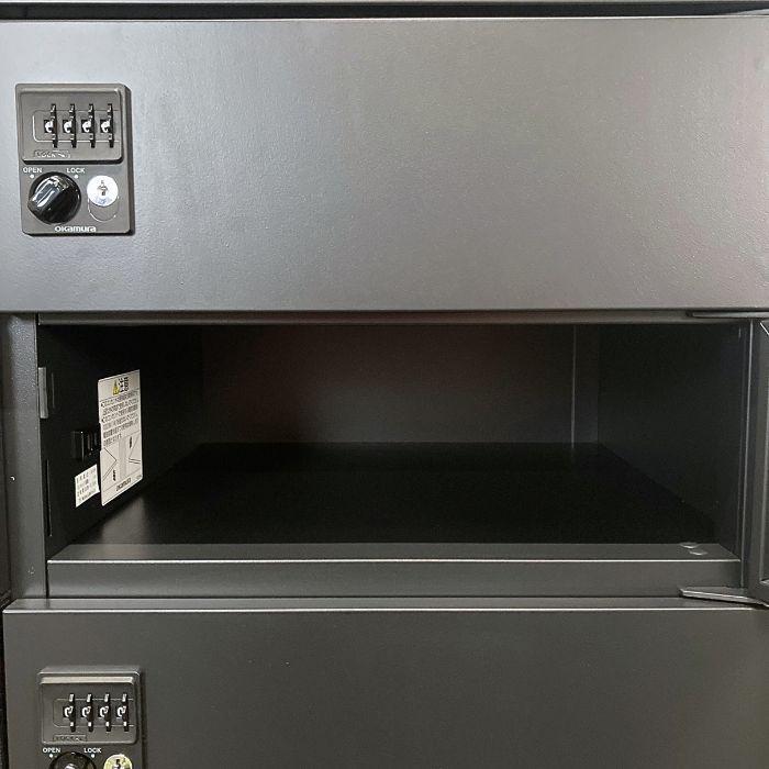 オカムラ モバイル機器保管庫シリーズ モバイルロッカ［2列6段12庫］ 4ZY1EW ZK25 W900×D450×H1115 天板プライズウッドミディアム本体ブラック 2022年製 中古_5