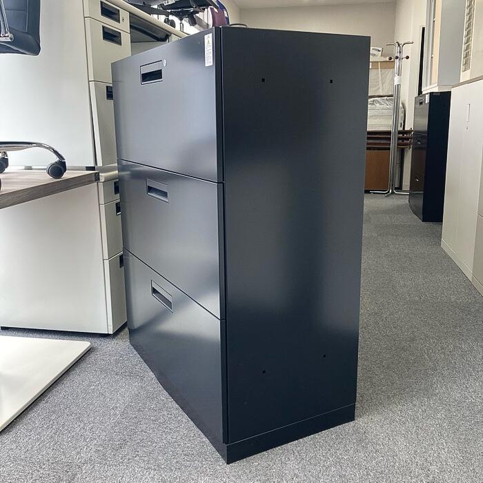 コクヨ エディアシリーズ 3段ラテラルキャビネット W900×D450×H1110 ブラック 中古の画像