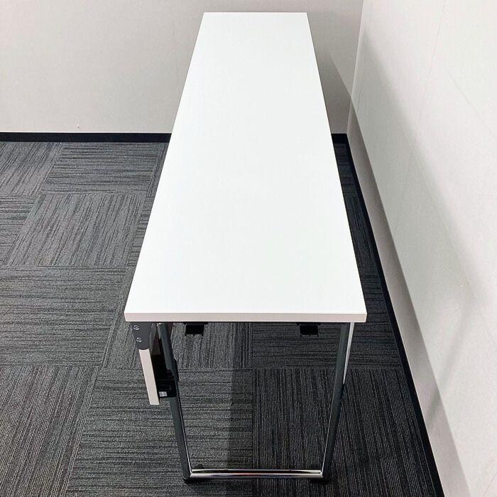 オカムラ スタックテーブル 白色 1800×600 H720 キャスター脚ロック可 