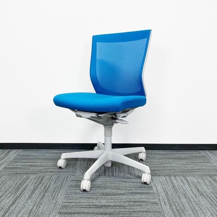 オカムラ エスクードチェア オフィスシーティング C431 GR FHB5 背：メッシュ ローバック ターコイズブルー 2016年製 中古