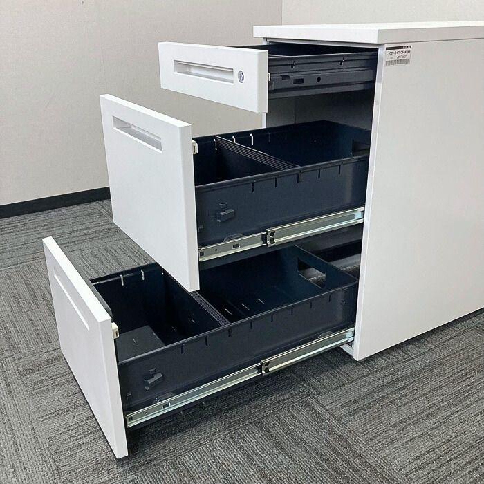 イトーキ CZRシリーズ 3段脇机 CZR-047LCB-W9W9 W400×D700×H720 ホワイト 中古の画像