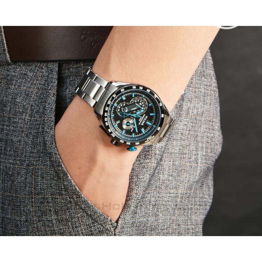 セイコー パルサー クロノグラフ タキメーター ブラック ブルー 防水