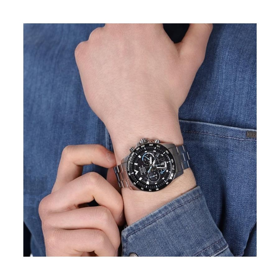 セイコー パルサー クロノグラフ タキメーター ブラック ブルー 防水