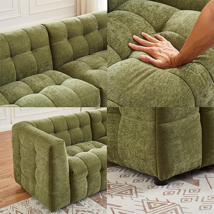 ソファ リビングソファ 3人掛け ゆったり ファブリック ブロック キルティング加工 ポケットコイル リビング モダン ナチュラル 幅2000×奥行790×高さ750mm | URBAN（家具、インテリア） | 08