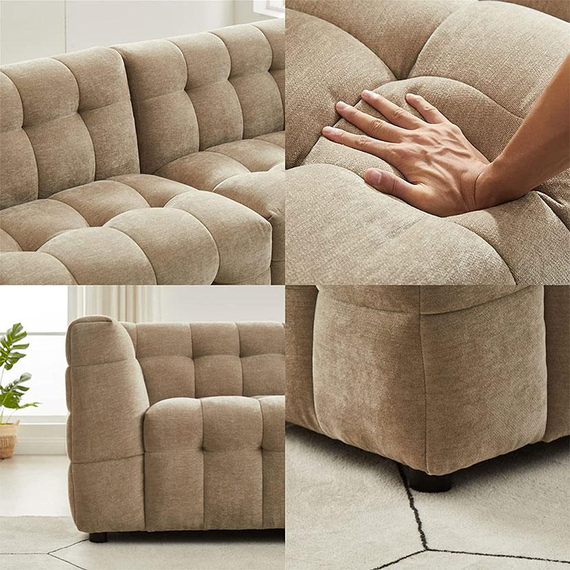 ソファ リビングソファ 3人掛け ゆったり ファブリック ブロック キルティング加工 ポケットコイル リビング モダン ナチュラル 幅2000×奥行790×高さ750mm | URBAN（家具、インテリア） | 09