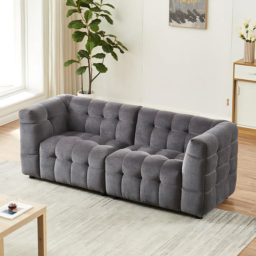 ソファ リビングソファ 3人掛け ゆったり ファブリック ブロック キルティング加工 ポケットコイル リビング モダン ナチュラル 幅2000×奥行790×高さ750mm | URBAN（家具、インテリア） | 02