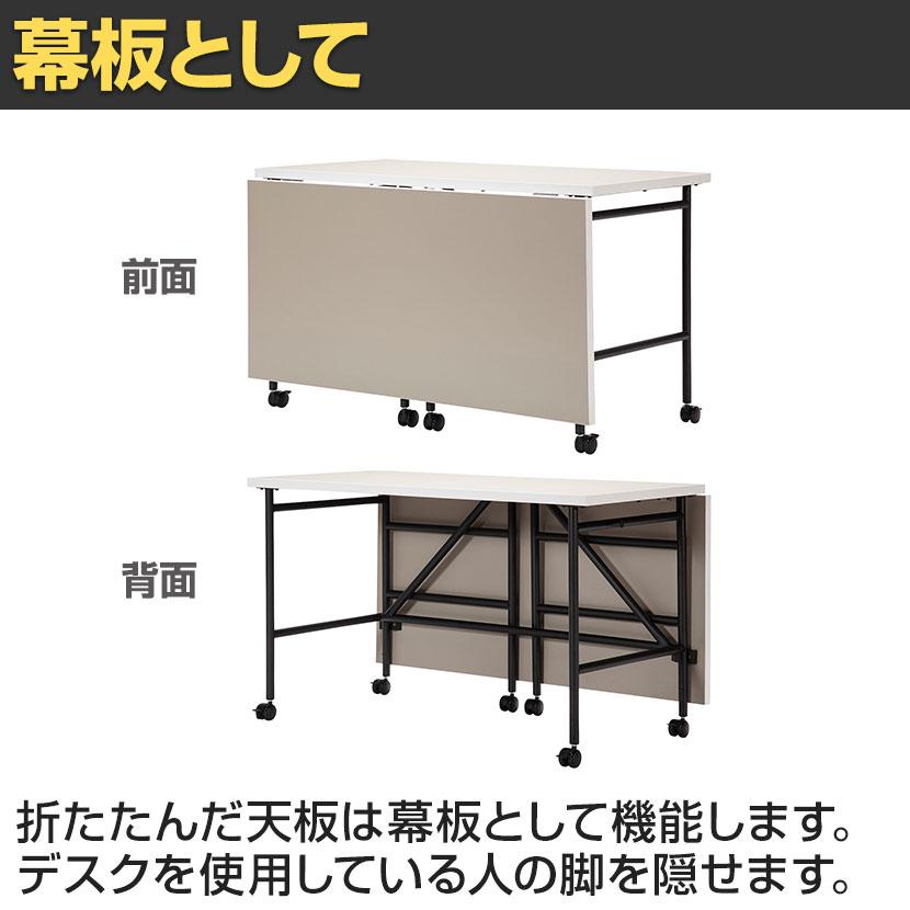 在庫処分特価 Work Plus キャスター付きデスク 幕板付き BW SWALLOW DESK 幅1200×奥行1200×720mm_9