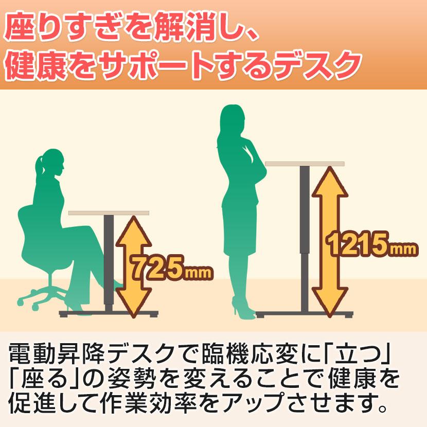 電動昇降デスク 幅1400mm メモリー機能付き 衝突センサー搭載 天