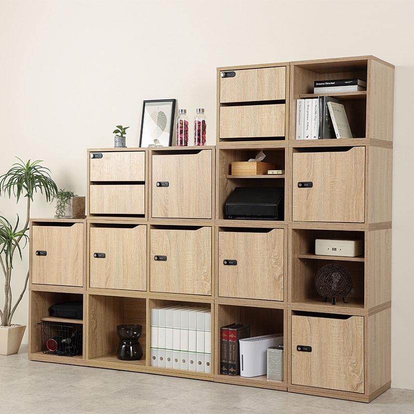 木製収納ボックス 組立式 ワイド扉無し 可能動棚板付き SB980 幅800