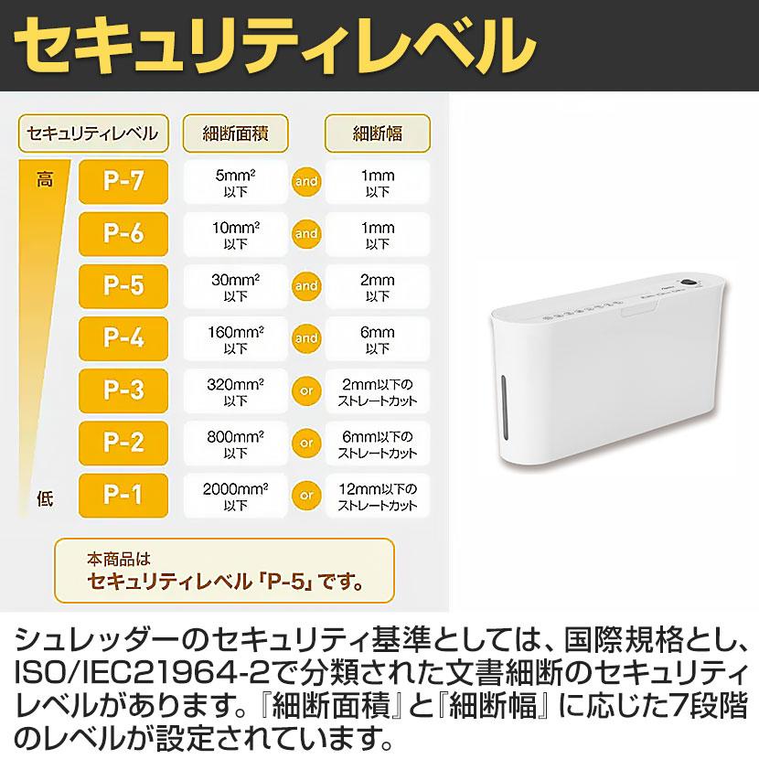シュレッダー ホワイト 2x15mm裁断サイズ マイクロカットシュレッダー 薄型卓上シュレッダー パーソナルタイプ
