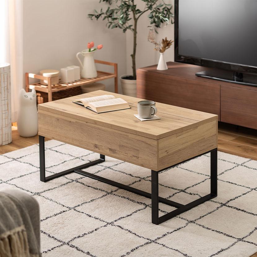 東谷　昇降テーブル 東谷 センターテーブル 昇降テーブル 2WAY 収納 高さ調節 リフトアップ