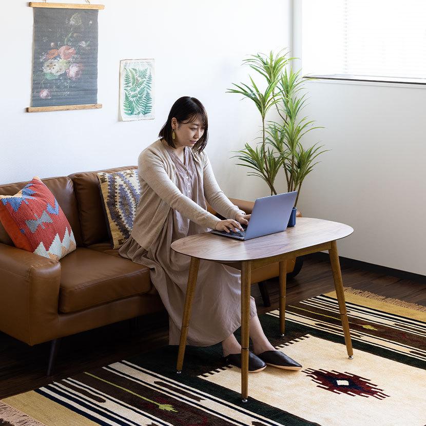 東谷 トムテ 2WAYテーブル リビングテーブル ソファテーブル 天然木