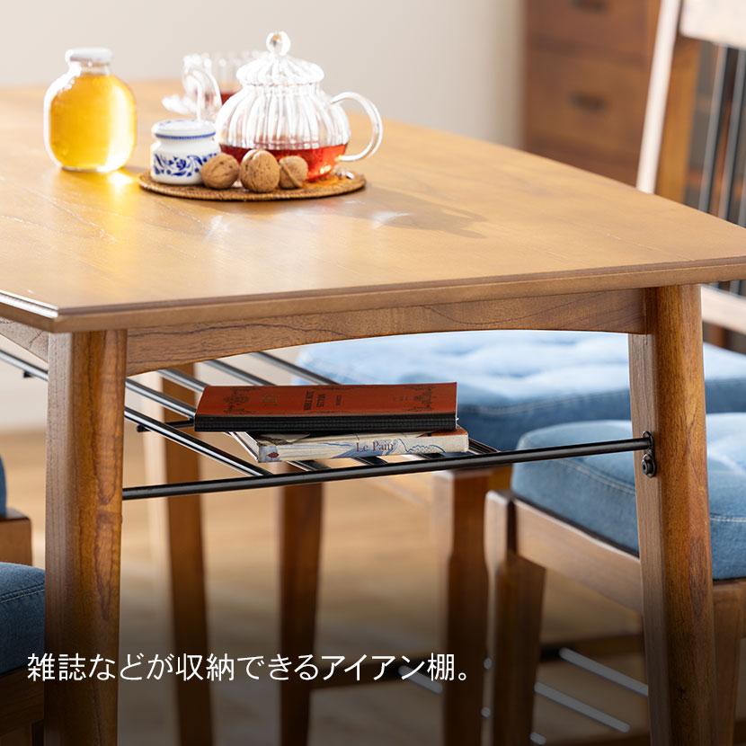4人用 ダイニングテーブルセット 5点 ティンバ テーブル チェア4脚 天然木 木製 収納 棚 肘無し ナチュラル 幅1300×奥行750×高さ720mm | 東谷 | 08