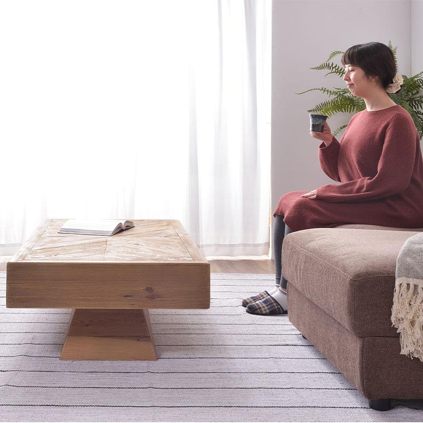 東谷 リビングテーブル 天然木 古材 センターテーブル WE-885