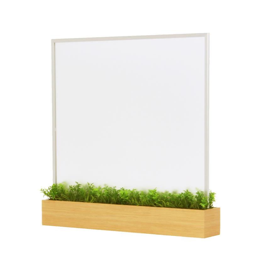 アクリルパネル スモークタイプ オフィスグリーン デスク/テーブル用 650×150×600 GR4419 | ベルク