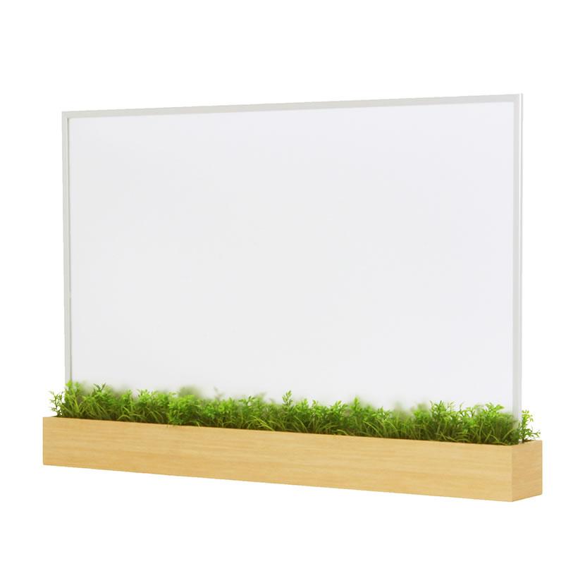 アクリルパネル スモークタイプ オフィスグリーン デスク/テーブル用 950×150×600 GR4420 | ベルク