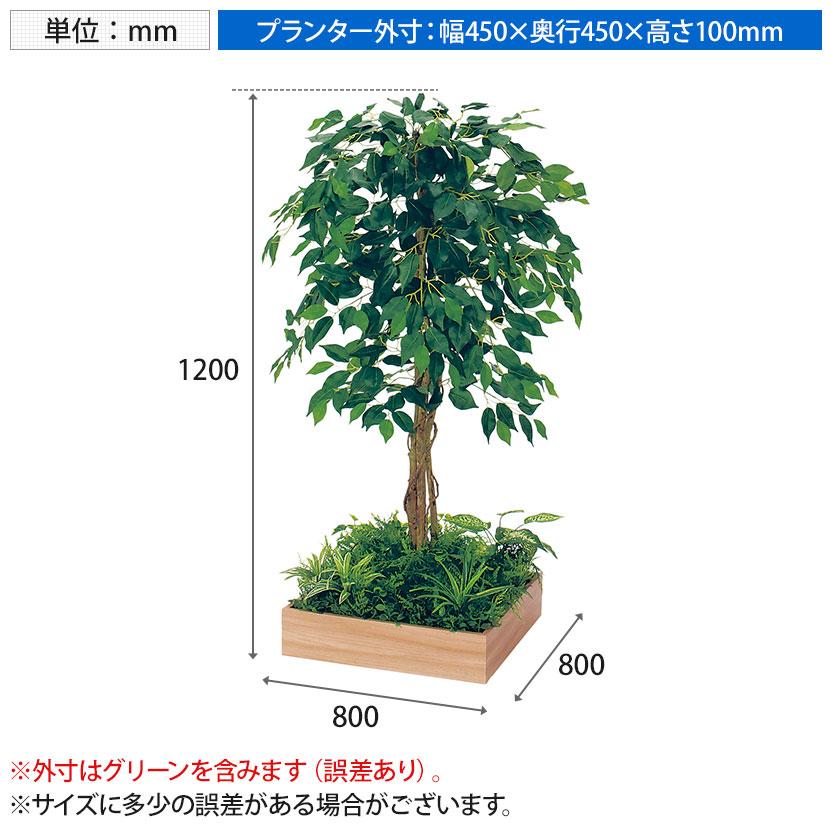 ベルク 土台プランター 450角 フィカスベンジャミン 国産 テーブル樹木 人工観葉植物 フェイクグリーン GR5121 幅800×奥行800×高さ1200mm オフィス 休憩室 |  | 11