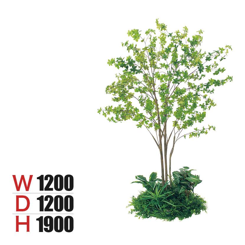 ベルク 土台パネル 600丸型 ドウダン 国産 プランター テーブル樹木 人工観葉植物 フェイクグリーン GR5146 直径1200×高さ1900mm オフィス 休憩室 | 