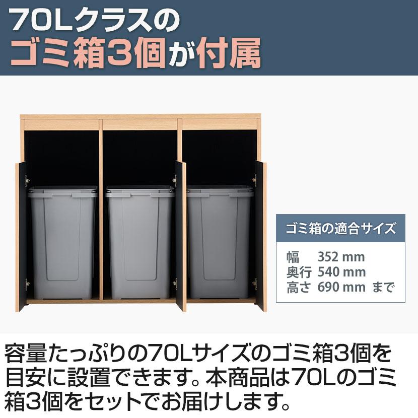 オフィスコム 法人様限定 ゴミ箱収納用カウンター 3連タイプ ゴミ箱3個