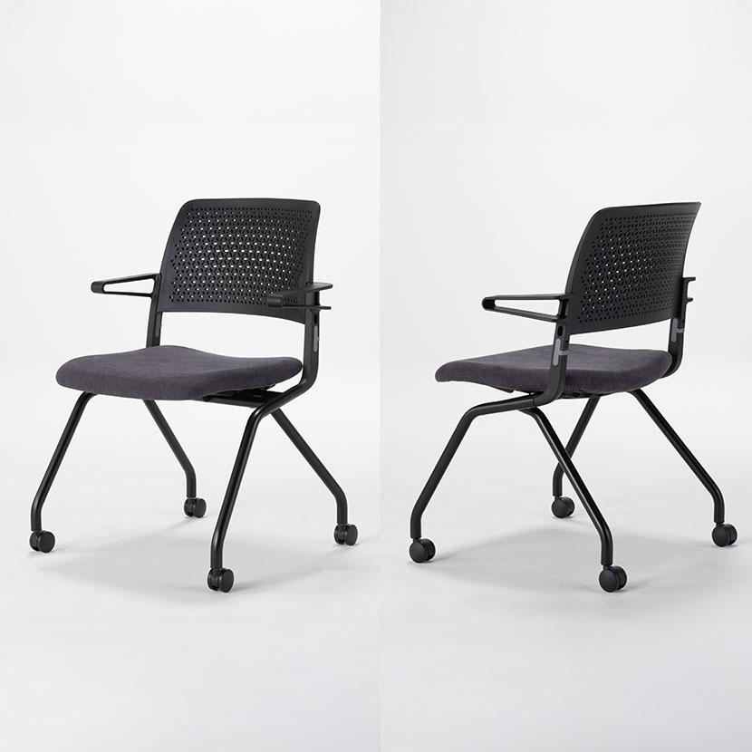 ヘレナチェア　ブラック スタッキング　2脚セット 2脚セット ネスティングチェア 背ベンディング 座モールドウレタン