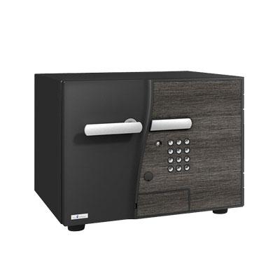 エーコー 家庭用 小型 耐火金庫 テンキー式 プッシュ式 マルチロック オシャレ ブラック/DFS2-E | エーコー
