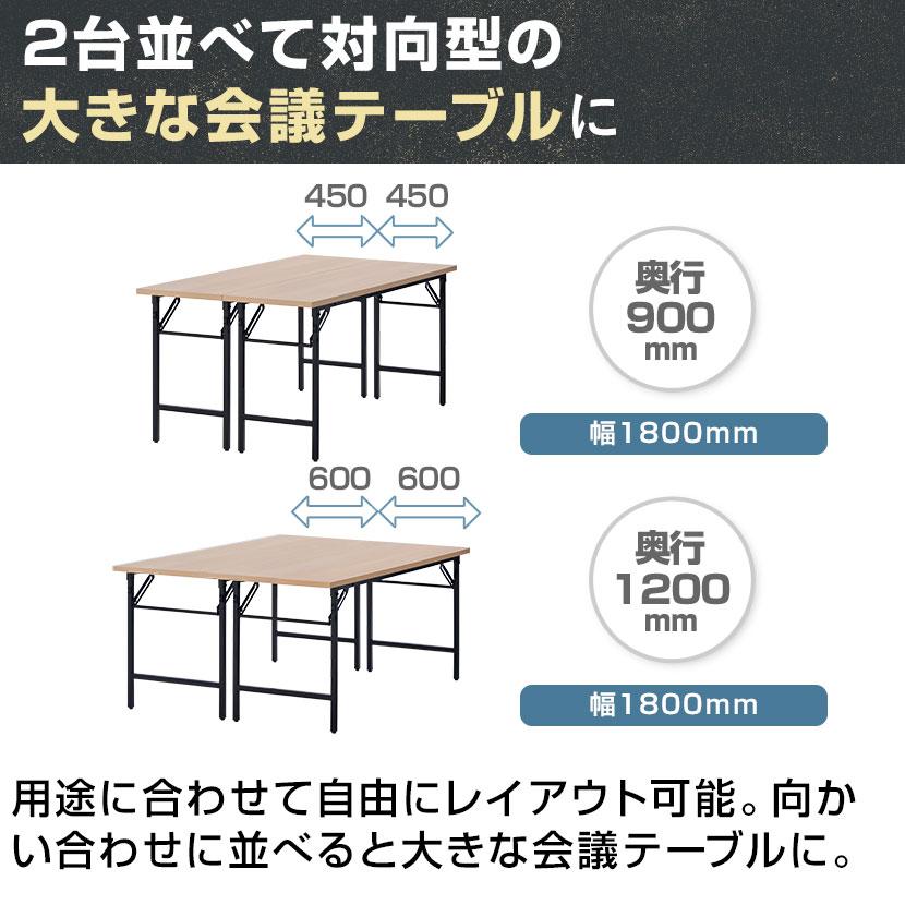 法人様限定 会議用テーブル 折りたたみテーブル 棚付き 幅1500×奥行450