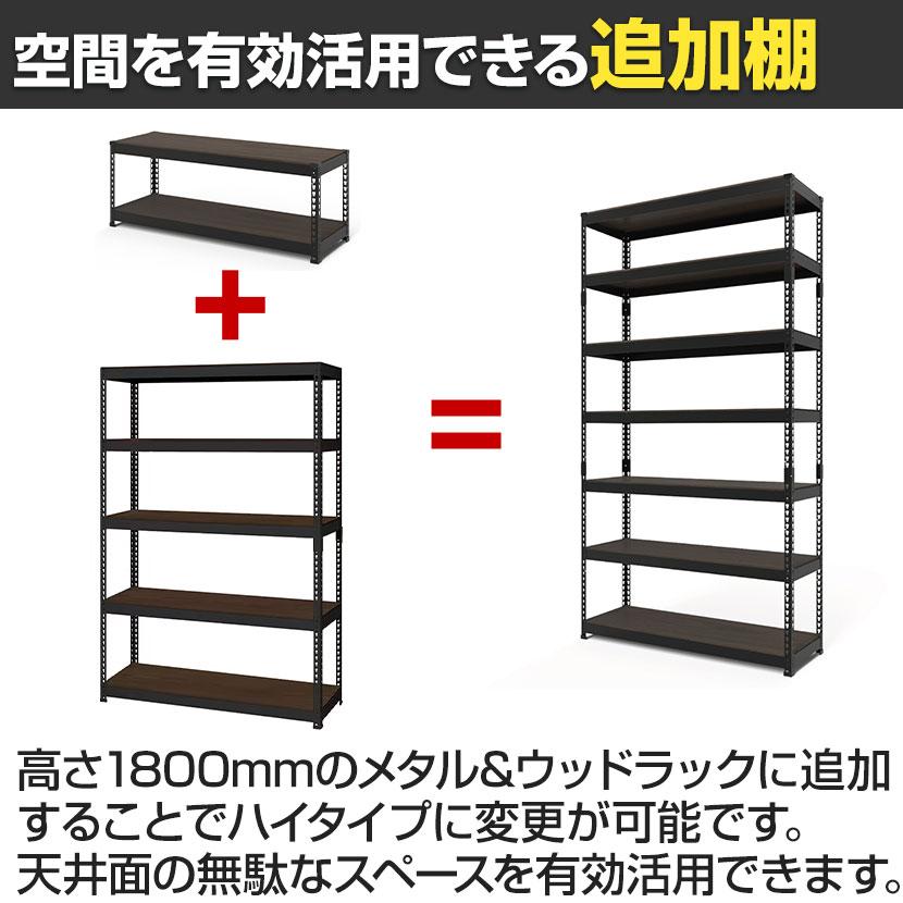 ☆発送方法変更に伴いお値下げしました☆ 家具 金属製 棚 ① 追加/増設用 メタル&ウッドラック 追加棚板セット スチールラック