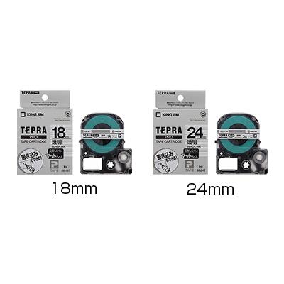 キングジム テプラPRO マット透明 テープカートリッジ 文字色 黒 18mm・24mm幅 | テプラ | 01