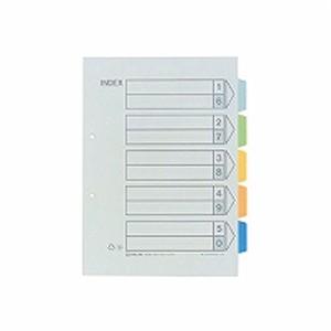 カラーインデックス A4 タテ型 5色5山 6枚1組 2穴 1冊10組入 キングジム/EC-907 | 