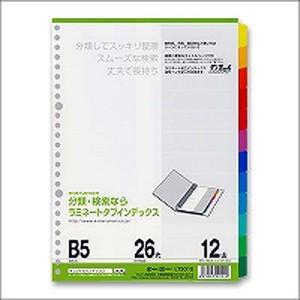 ラミネートタブインデックス B5 タテ型 12色12山 26穴・2穴兼用 1冊12枚入 マルマン/EC-LT5012 | 