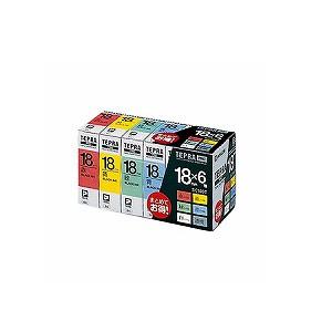 テプラ PROテープカートリッジ ベーシックパック カラーラベル 文字色：黒 幅18mm ラベル8m巻 1パック6個入 キングジム EC-SC186T | テプラ