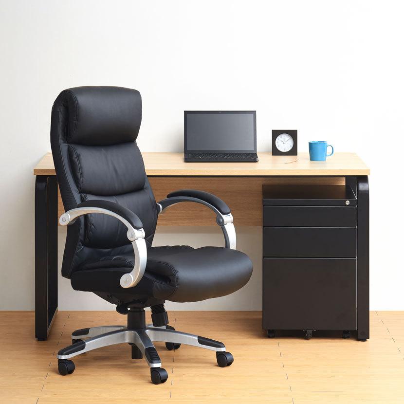 オフィスチェア リクライニング エクセディア3 デスクチェア ワークチェア おしゃれ レザー 椅子 肘付き ブラック 幅700×奥行720×高さ1080〜1180mm | オフィスコム | 01