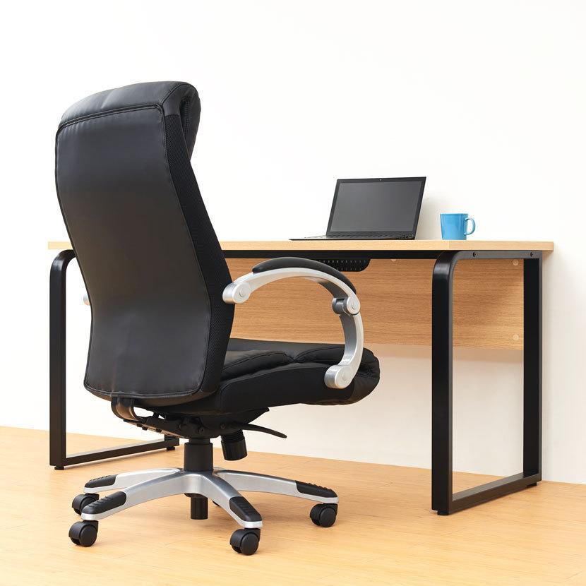 オフィスチェア リクライニング エクセディア3 デスクチェア ワークチェア おしゃれ レザー 椅子 肘付き ブラック 幅700×奥行720×高さ1080〜1180mm | オフィスコム | 02