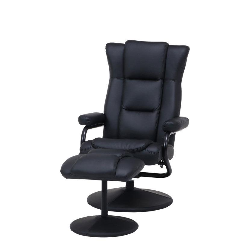 1人用 パーソナルチェアー トニー PU/PVC ブラック リクライニング