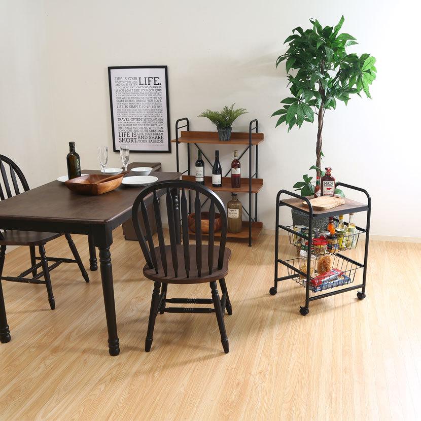 キッチンワゴン キッチン収納・キッチンワゴン キャスター付きワゴン バスケット付き 幅450×奥行355×高さ695mm | 不二貿易 | 03