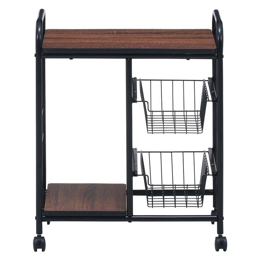 キッチンワゴン キッチン収納・キッチンワゴン キャスター付きワゴン バスケット付き 幅560×奥行355×高さ695mm | 不二貿易 | 03