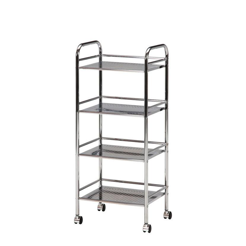マルチワゴン3段 ブラック/クロム キッチン収納・キッチンワゴン | 不二貿易