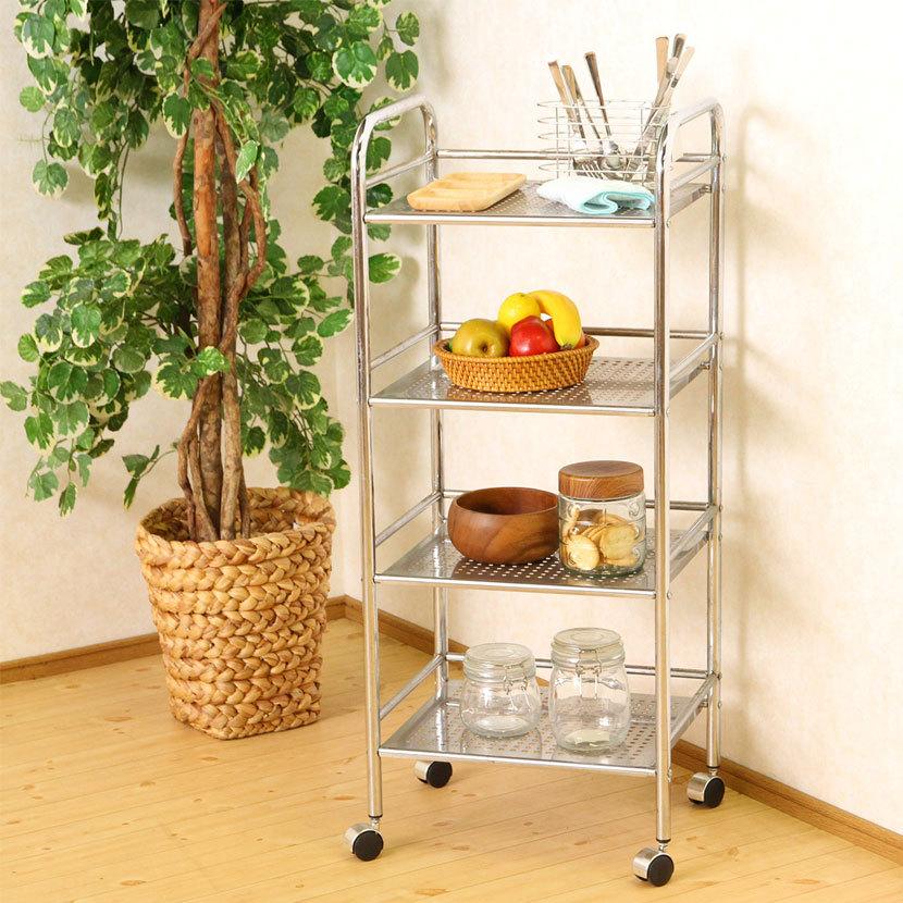 マルチワゴン3段 ブラック/クロム キッチン収納・キッチンワゴン | 不二貿易 | 02