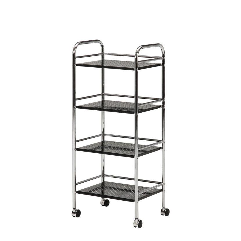 マルチワゴン4段 ブラック/クロム キッチン収納・キッチンワゴン | 不二貿易