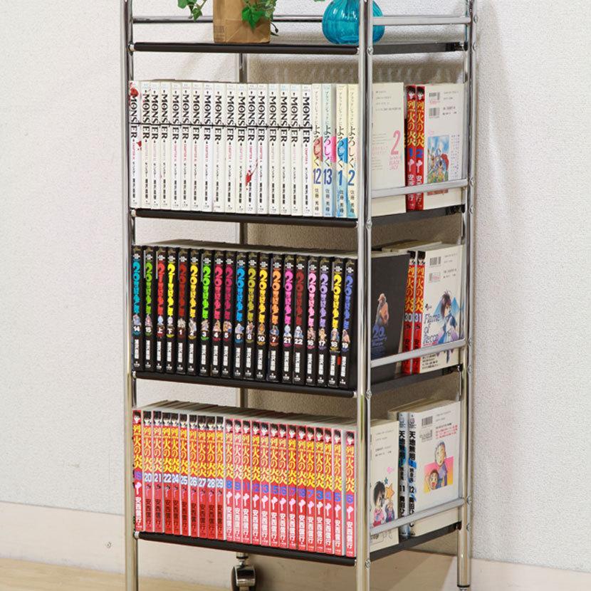 マルチワゴン4段 ブラック/クロム キッチン収納・キッチンワゴン | 不二貿易 | 03