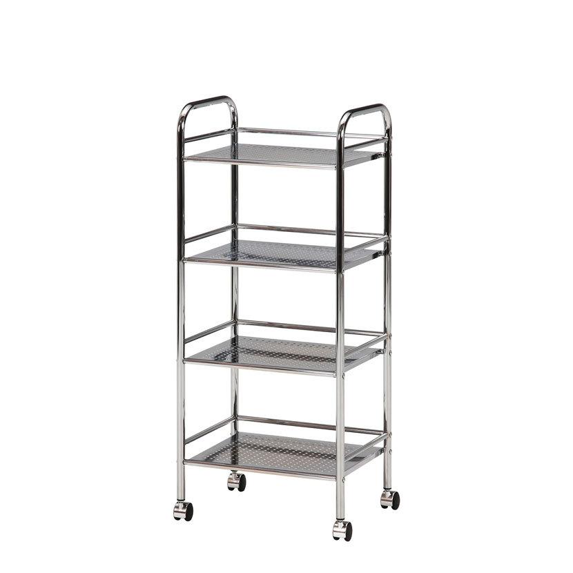 マルチワゴン4段 クロム/クロム キッチン収納・キッチンワゴン | 不二貿易