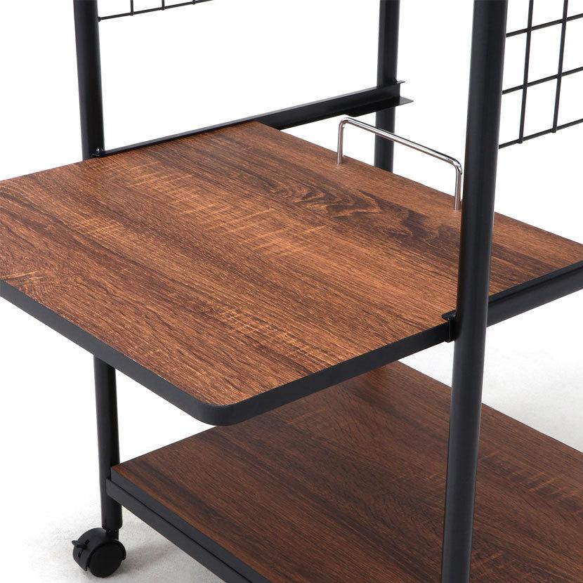 レンジワゴン ホワイト ブラウン キッチン収納 キッチンワゴン 3段 幅515×奥行410×高さ895mm | 不二貿易 | 02