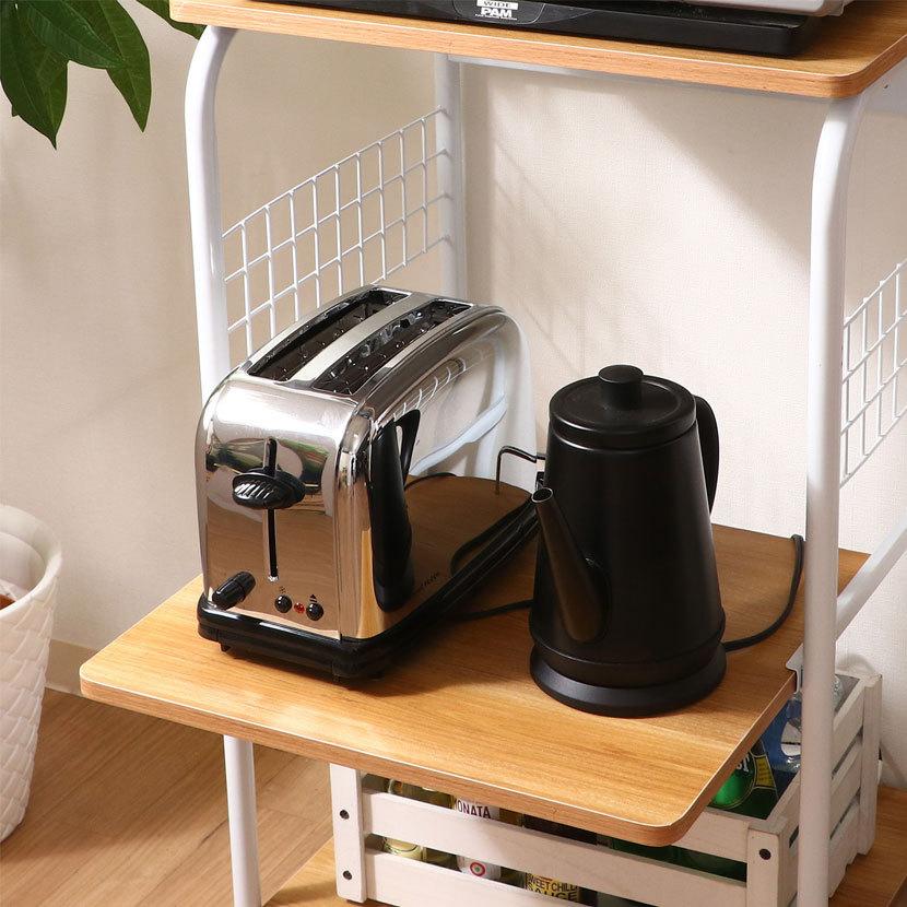 レンジワゴン ホワイト ナチュラル キッチン収納 キッチンワゴン 3段 幅515×奥行410×高さ895mm | 不二貿易 | 02