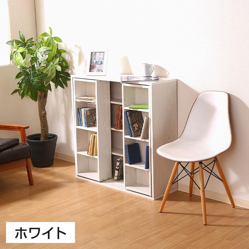 ダブルスライドラック 収納ラック 本棚 スライド棚 前後収納大容量 シンプルデザイン 可動棚付き シェルフ コミックラック 幅890×奥行290×高さ890mm_2