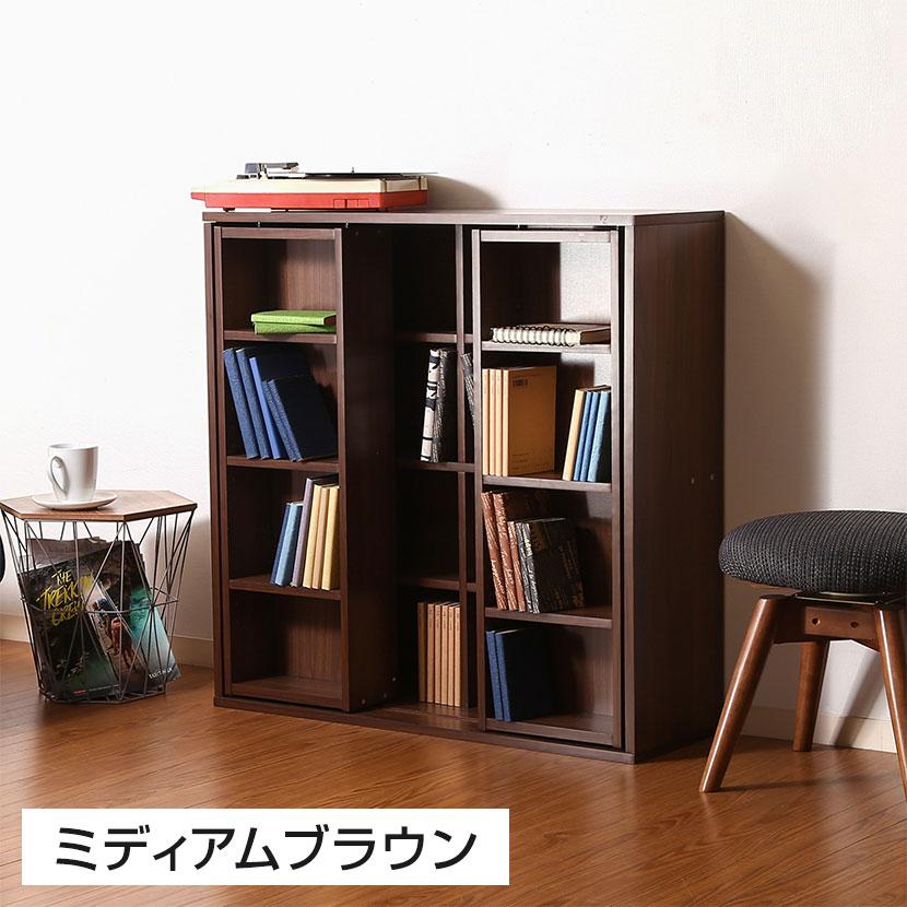 ダブルスライドラック 収納ラック 本棚 スライド棚 前後収納大容量 シンプルデザイン 可動棚付き シェルフ コミックラック 幅890×奥行290×高さ890mm_3