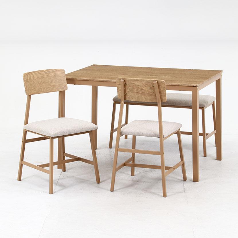 4人用 ダイニング4点セット マリー ワークスペース シンプル お洒落 天板:リアルな木目PVC お手入れ簡単 テーブル×1 チェア×2 ベンチ×1 |  | 08