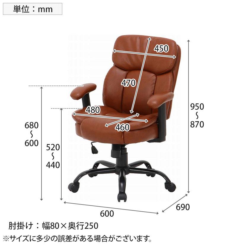 PUプレジデントチェアー マンチェスター 可動肘付き 昇降機能付き PUレザー張り キャスター付き 社長椅子 会議室椅子 幅600×奥行690×座面高さ440〜520mm |  | 18