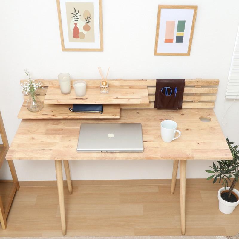 Natural Signature デスクセット ワークデスク+スツール+クッションセット 北欧デザイン 天然木 デスク : 幅1200×奥行475×高さ740mm スツール:490(座面高さ)mm | 不二貿易 | 04